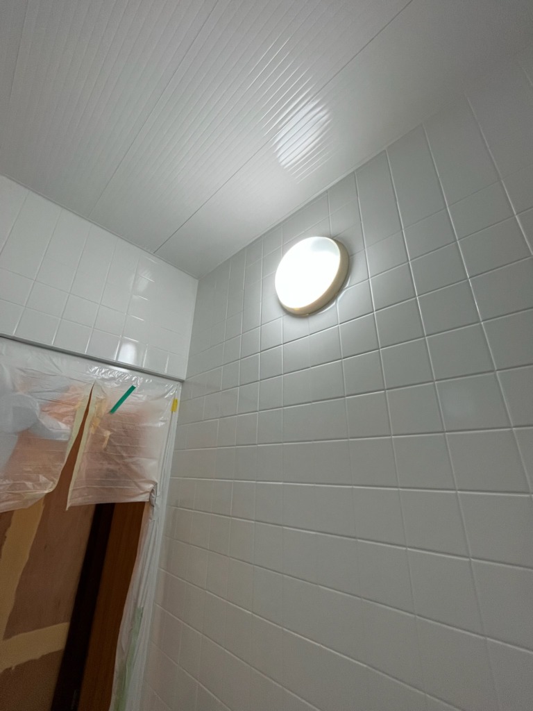 塗装したタイル張りの浴室